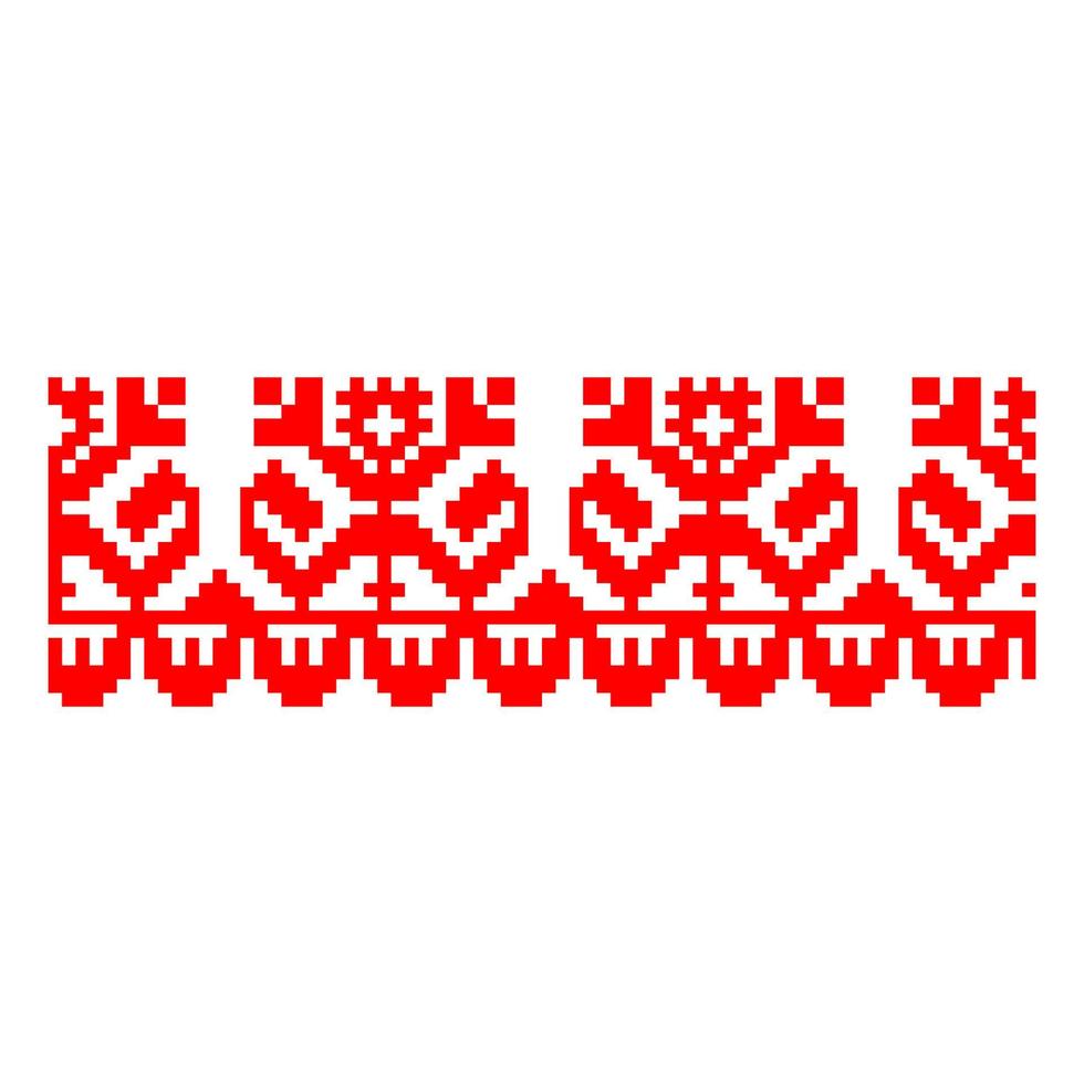 Pixelized pattern Vyshyvanka Traditional Ethnic Ukrainian Seamless Pattern slavic ornament vector