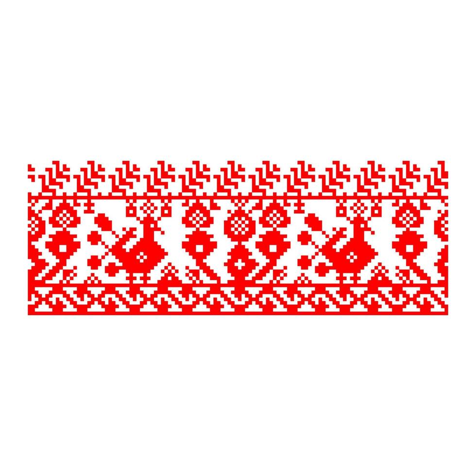 Pixelized pattern Vyshyvanka Traditional Ethnic Ukrainian Seamless Pattern slavic ornament vector