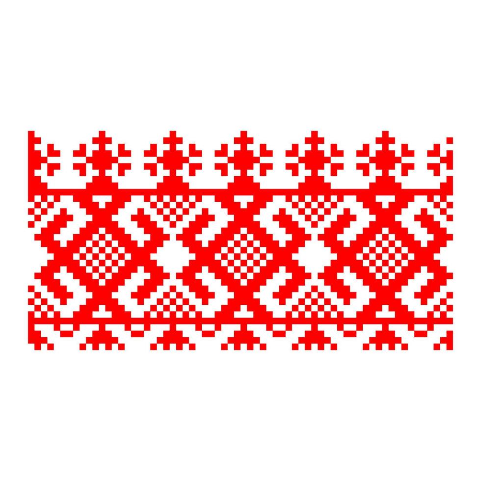 Pixelized pattern Vyshyvanka Traditional Ethnic Ukrainian Seamless Pattern slavic ornament vector