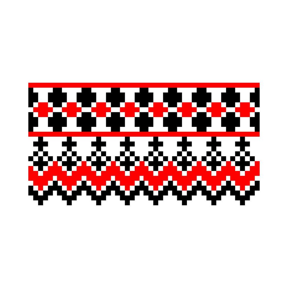 Pixelized pattern Vyshyvanka Traditional Ethnic Ukrainian Seamless Pattern slavic ornament vector