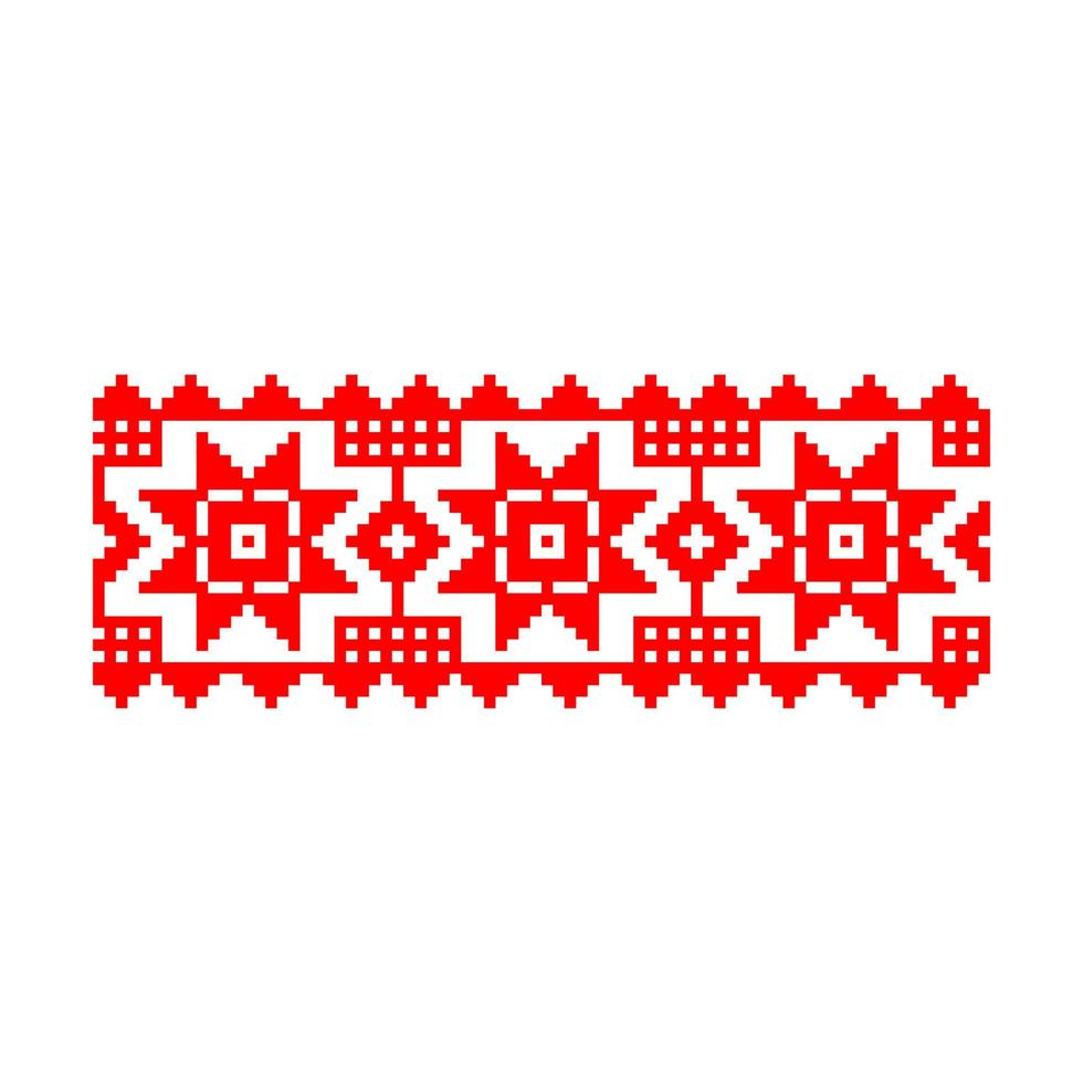 Pixelized pattern Vyshyvanka Traditional Ethnic Ukrainian Seamless Pattern slavic ornament vector