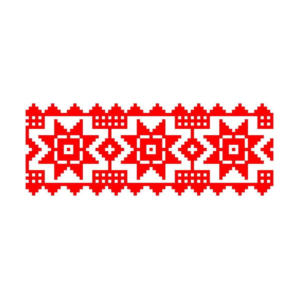 Pixelized pattern Vyshyvanka Traditional Ethnic Ukrainian Seamless Pattern slavic ornament vector