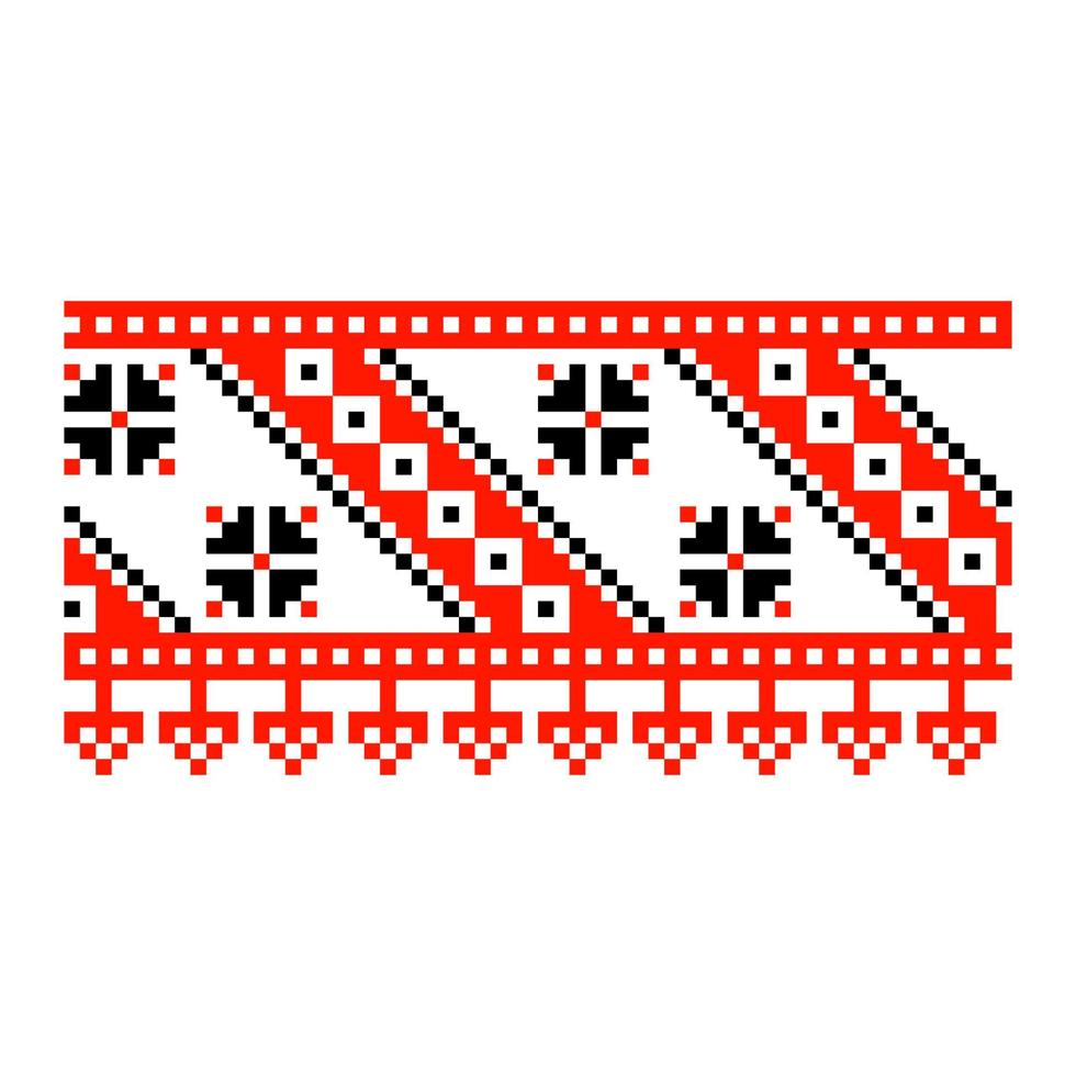 Pixelized pattern Vyshyvanka Traditional Ethnic Ukrainian Seamless Pattern slavic ornament vector