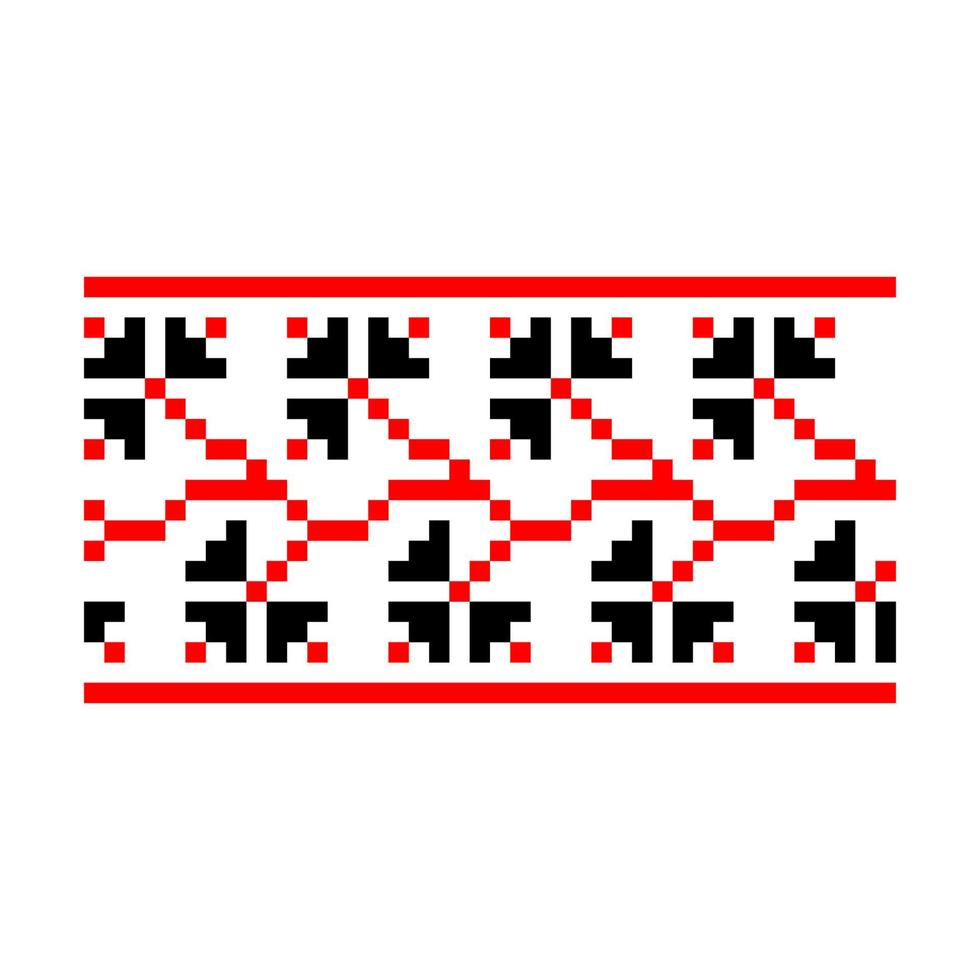 Pixelized pattern Vyshyvanka Traditional Ethnic Ukrainian Seamless Pattern slavic ornament vector