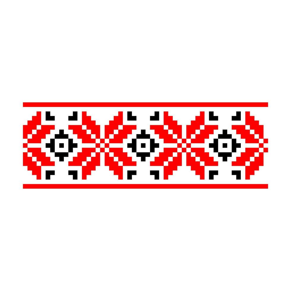 Pixelized pattern Vyshyvanka Traditional Ethnic Ukrainian Seamless Pattern slavic ornament vector