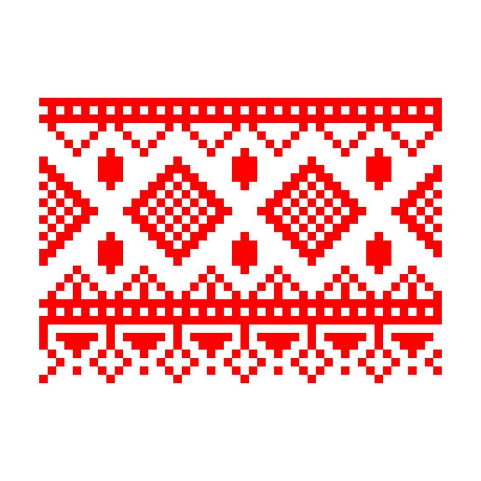 Pixelized pattern Vyshyvanka Traditional Ethnic Ukrainian Seamless Pattern slavic ornament vector