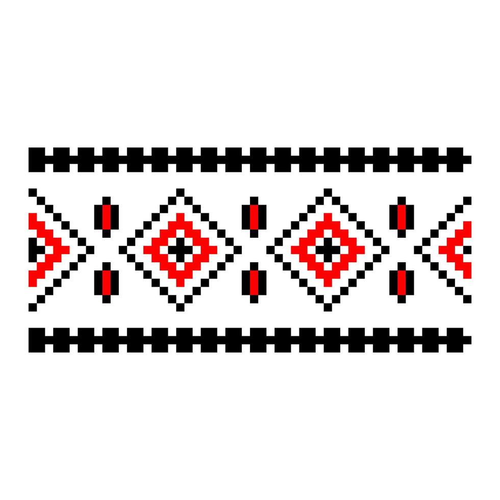 Pixelized pattern Vyshyvanka Traditional Ethnic Ukrainian Seamless Pattern slavic ornament vector