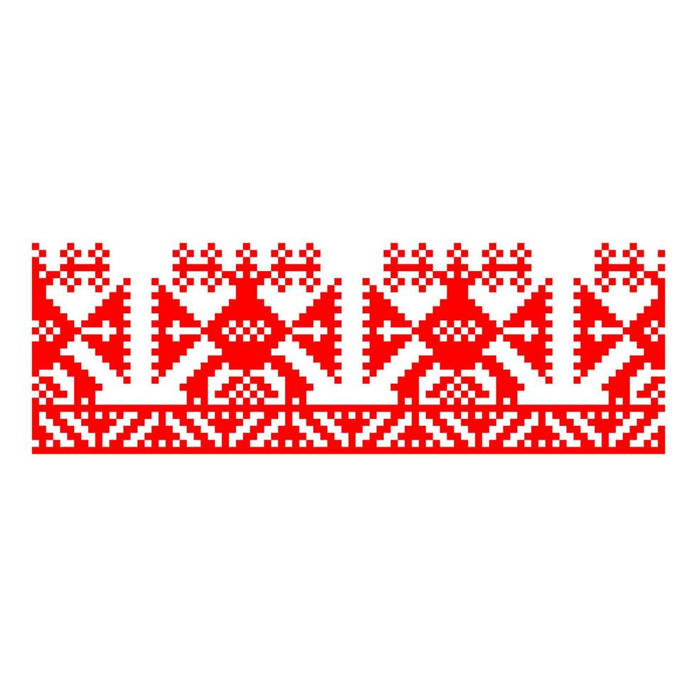 Pixelized pattern Vyshyvanka Traditional Ethnic Ukrainian Seamless Pattern slavic ornament vector