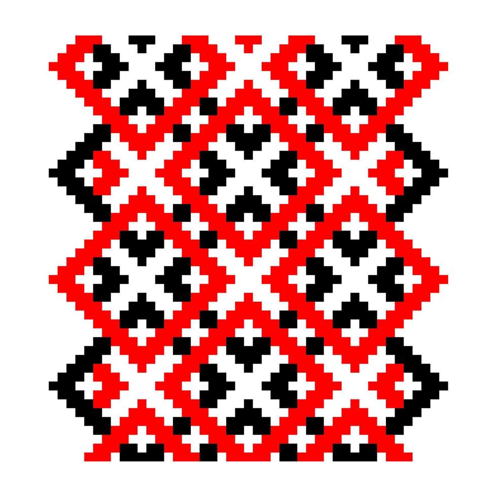 Pixelized pattern Vyshyvanka Traditional Ethnic Ukrainian Seamless Pattern slavic ornament vector