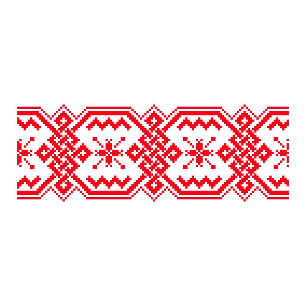 Pixelized pattern Vyshyvanka Traditional Ethnic Ukrainian Seamless Pattern slavic ornament vector