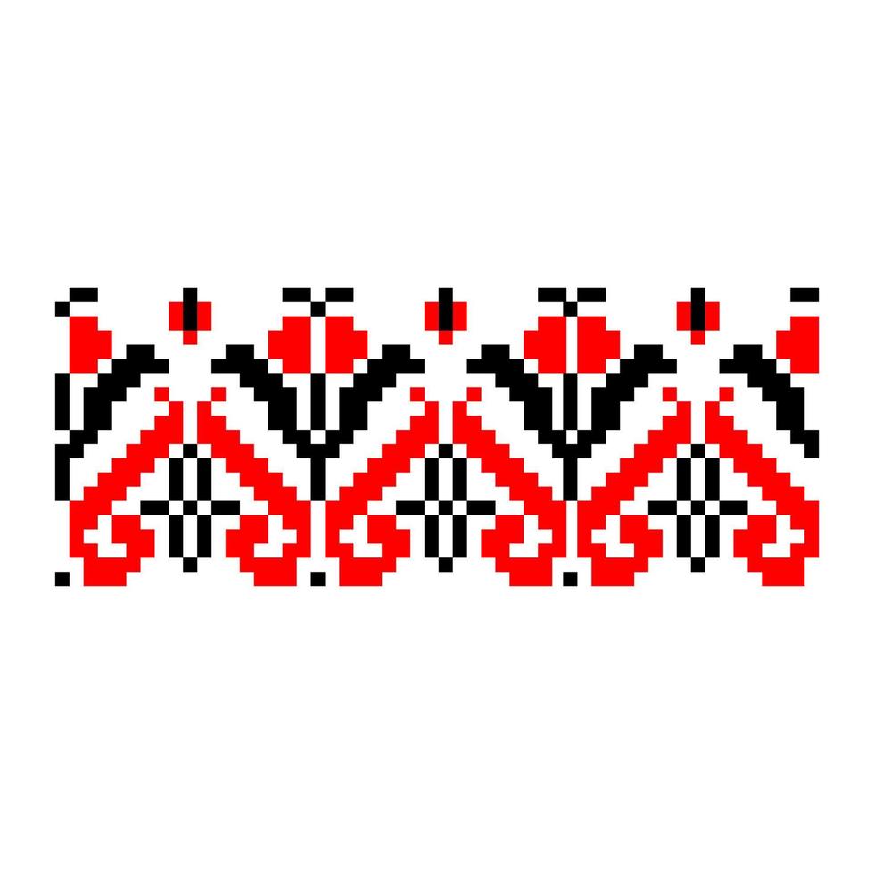 Pixelized pattern Vyshyvanka Traditional Ethnic Ukrainian Seamless Pattern slavic ornament vector