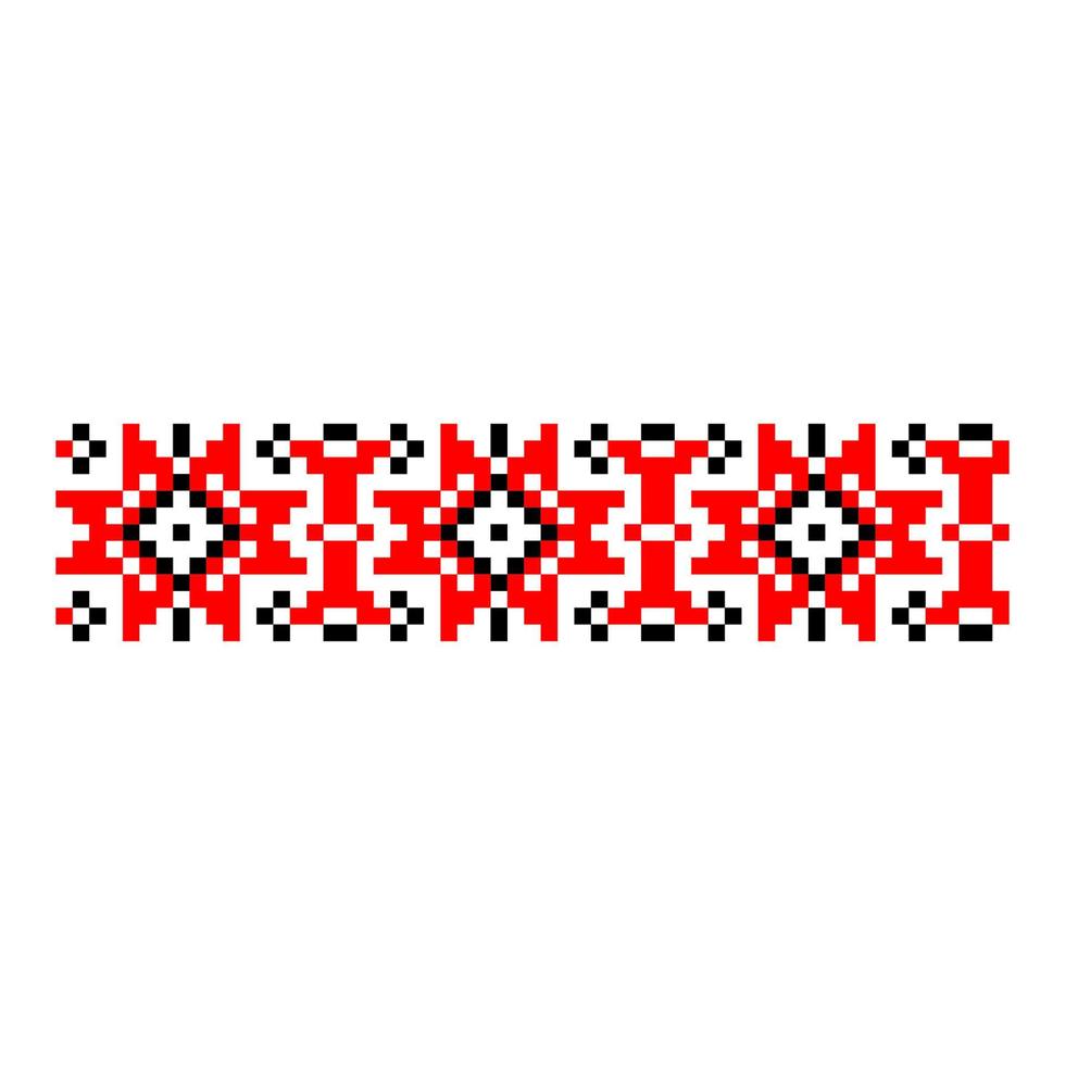Pixelized pattern Vyshyvanka Traditional Ethnic Ukrainian Seamless Pattern slavic ornament vector