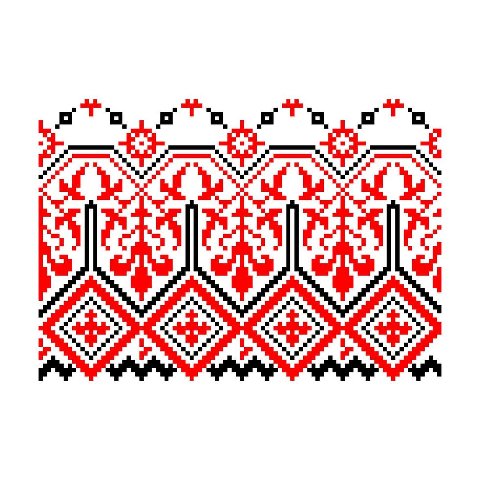 Pixelized pattern Vyshyvanka Traditional Ethnic Ukrainian Seamless Pattern slavic ornament vector