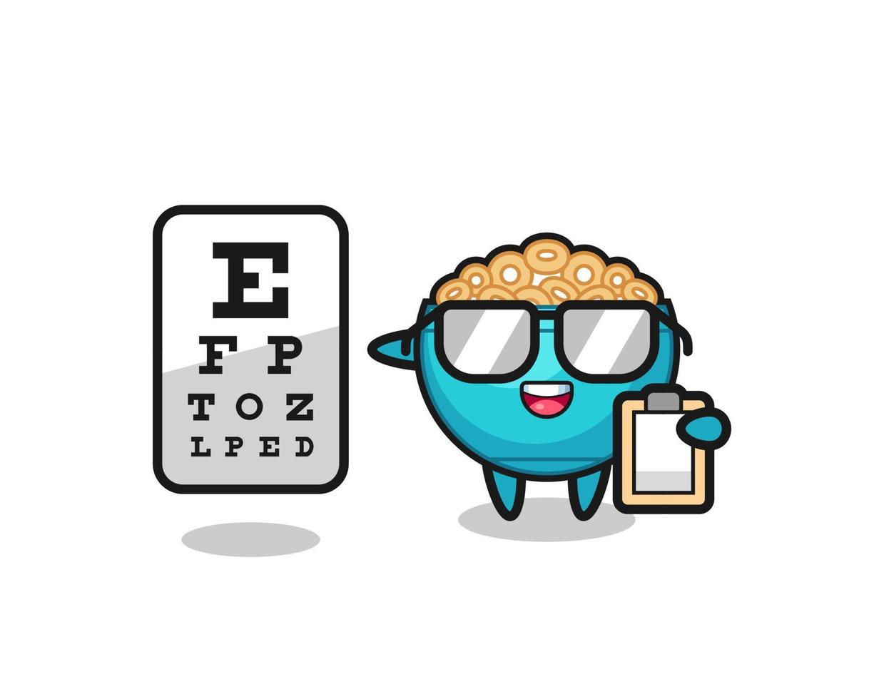 ilustración de la mascota del tazón de cereal como oftalmología vector