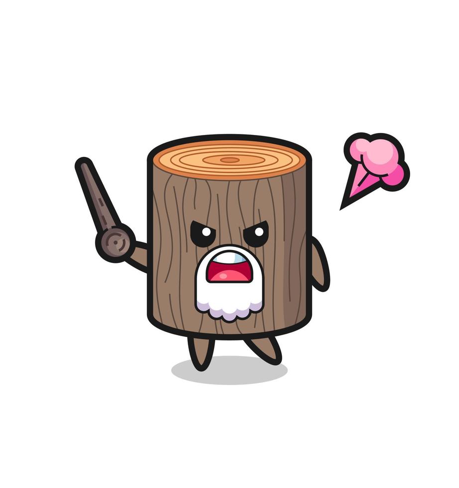 cute tree stump grandpa is getting angry vector