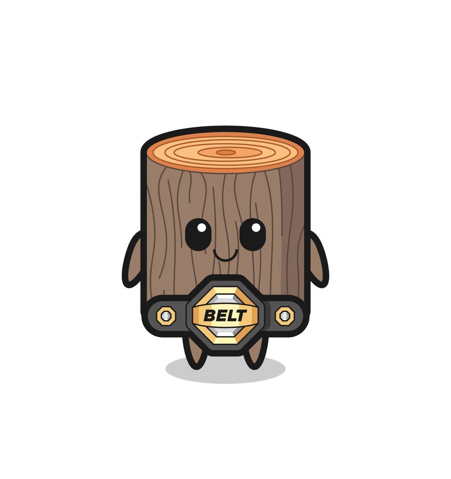 the MMA fighter tree stump mascot with a belt vector