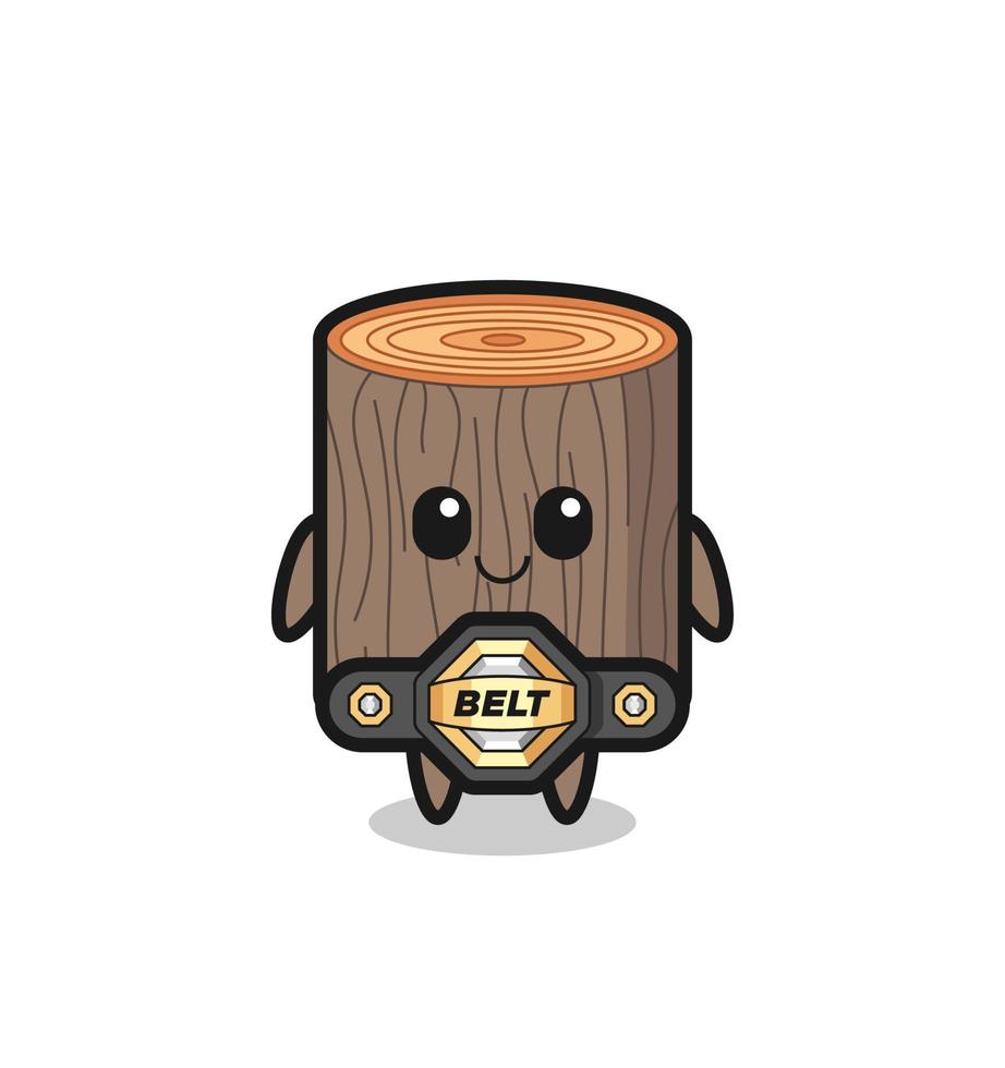 the MMA fighter tree stump mascot with a belt vector