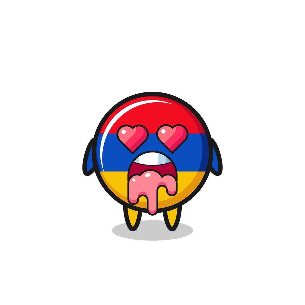 the falling in love expression of a cute armenia flag with heart shaped eyes vector