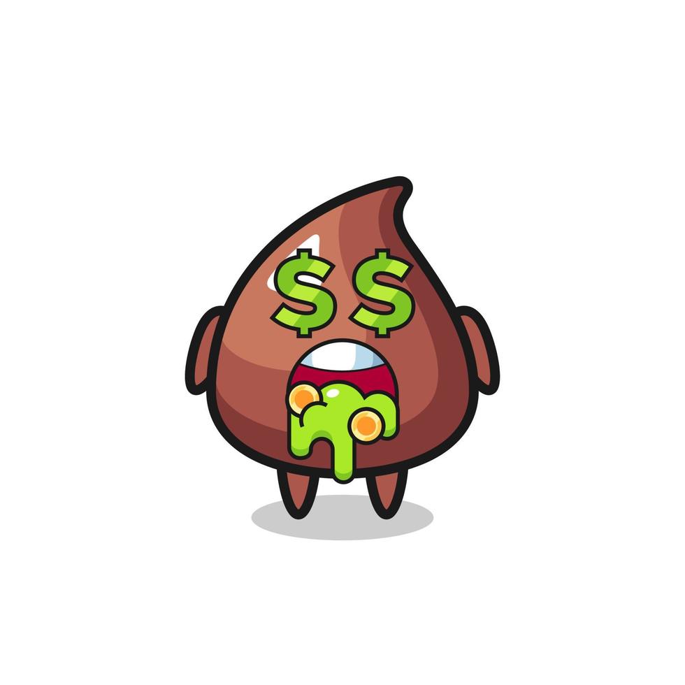 choco chip character with an expression of crazy about money vector