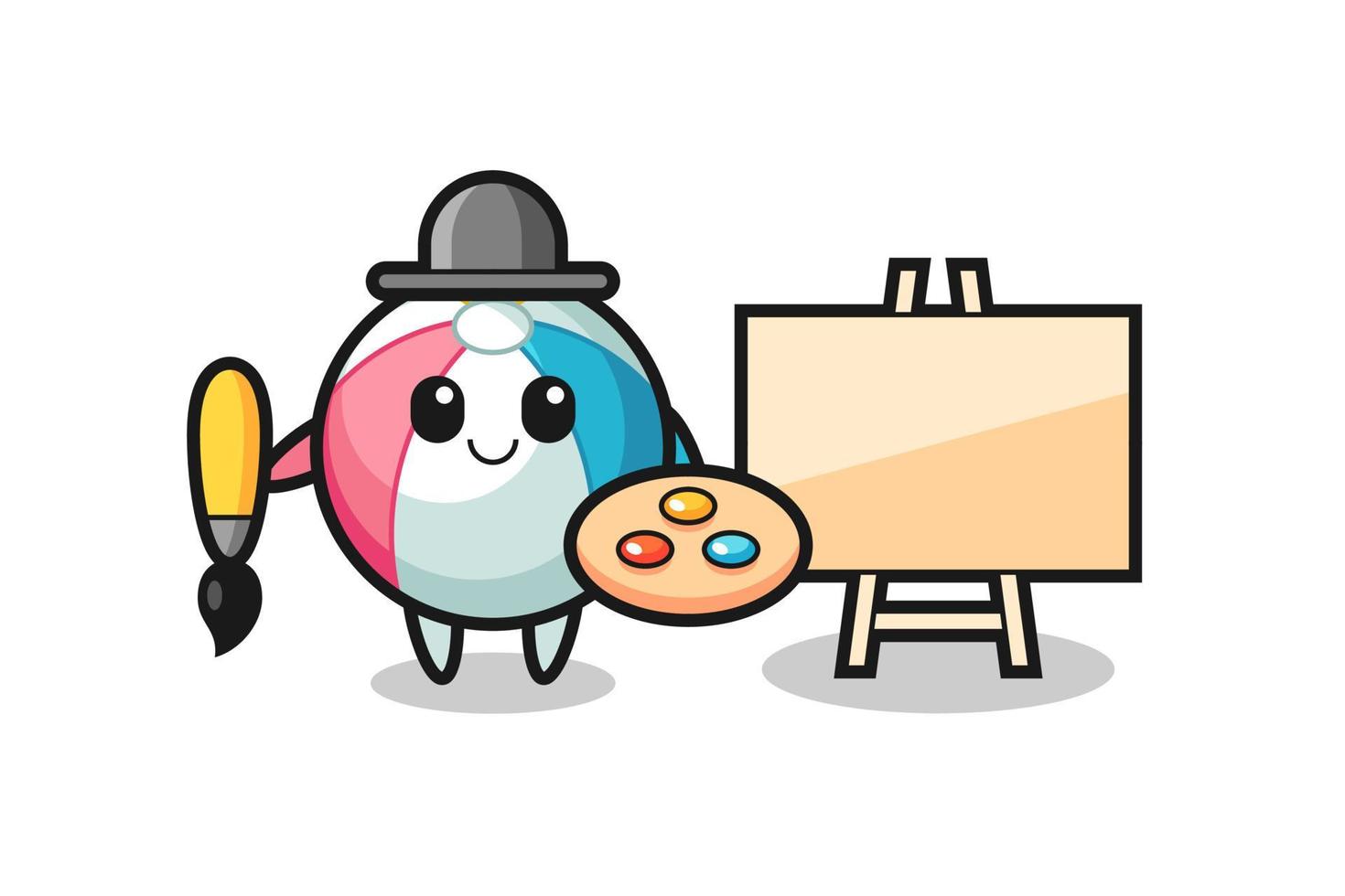 Illustration of beach ball mascot as a painter vector