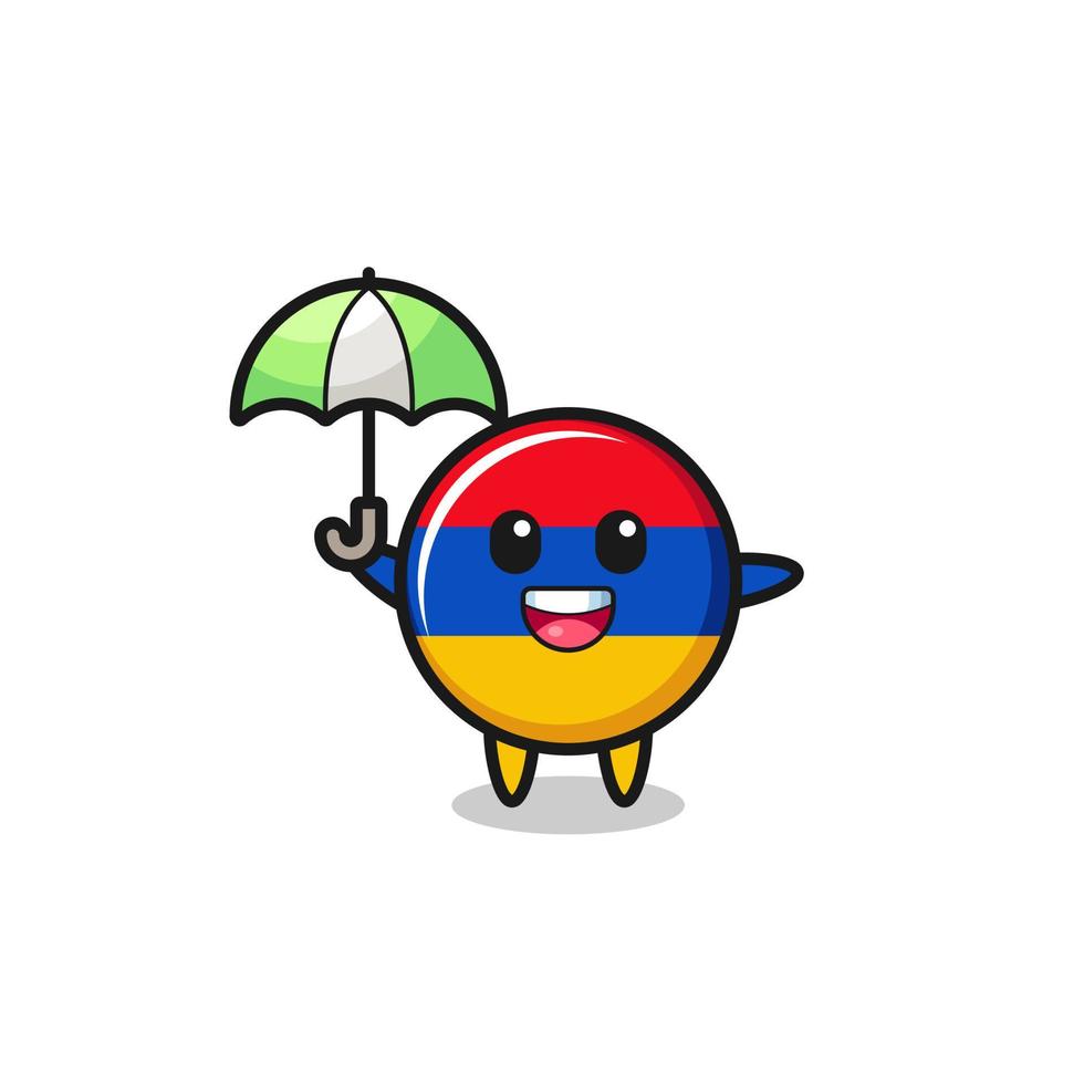 cute armenia flag illustration holding an umbrella vector
