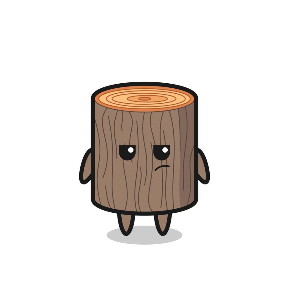 cute tree stump character with suspicious expression vector