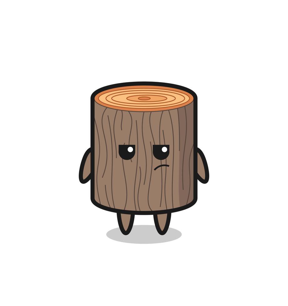 lindo personaje de tocón de árbol con expresión sospechosa vector