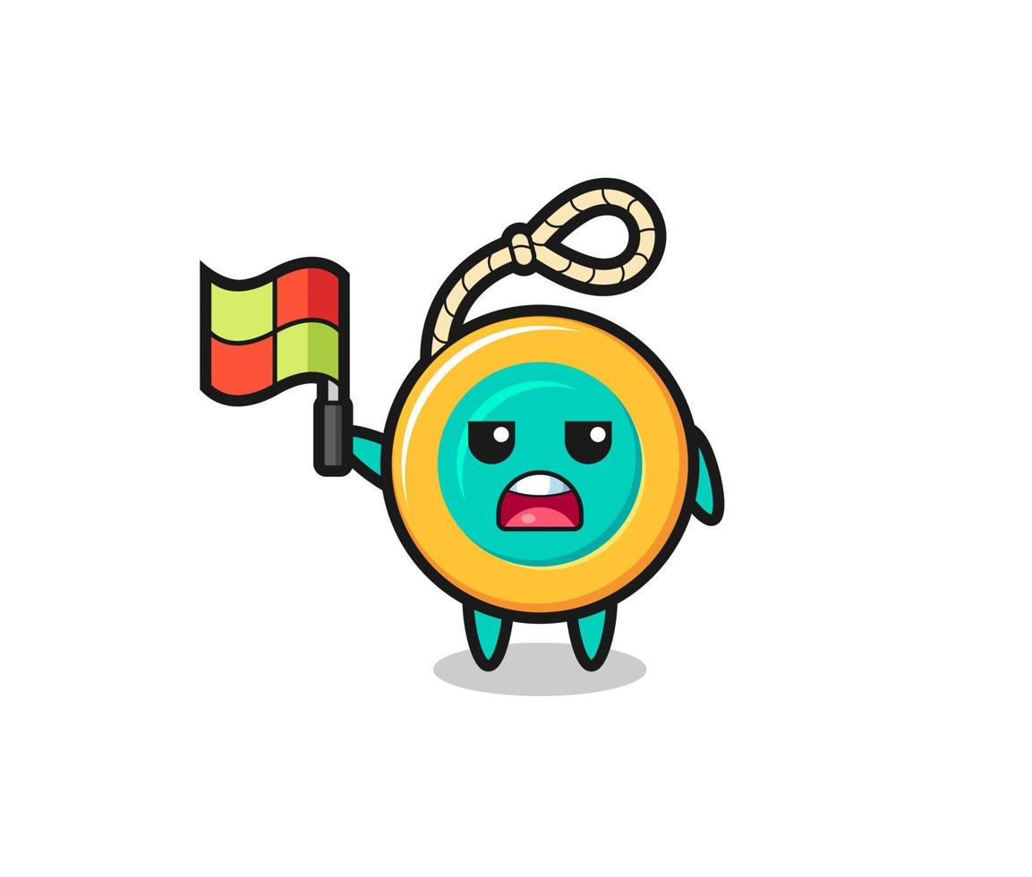 personaje yoyo como juez de línea levantando la bandera vector