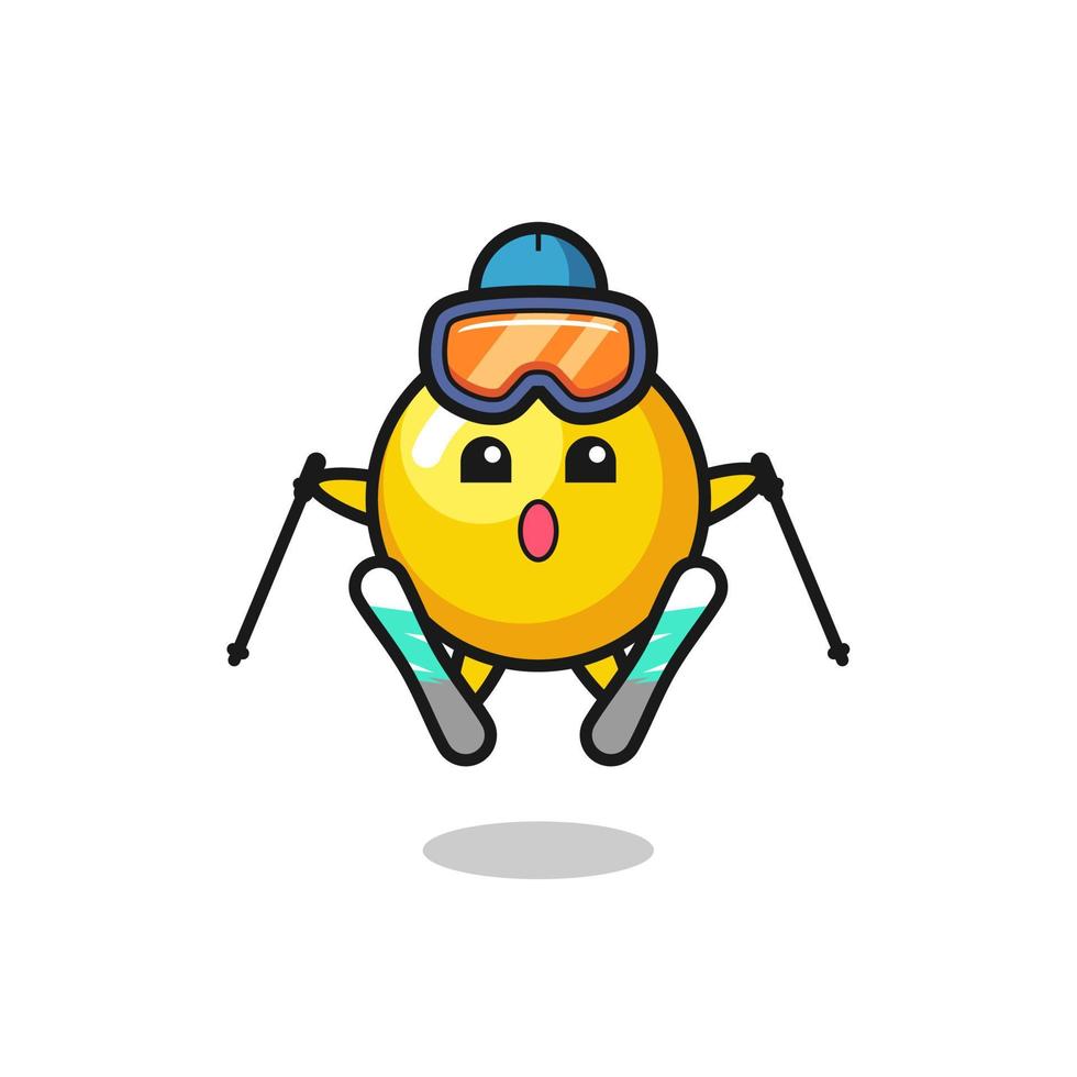 personaje de mascota de yema de huevo como jugador de esquí vector
