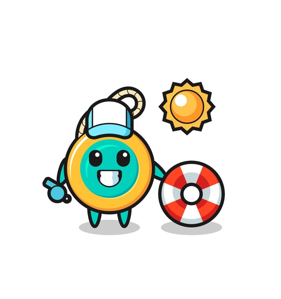 Cartoon mascot of yoyo as a beach guard vector