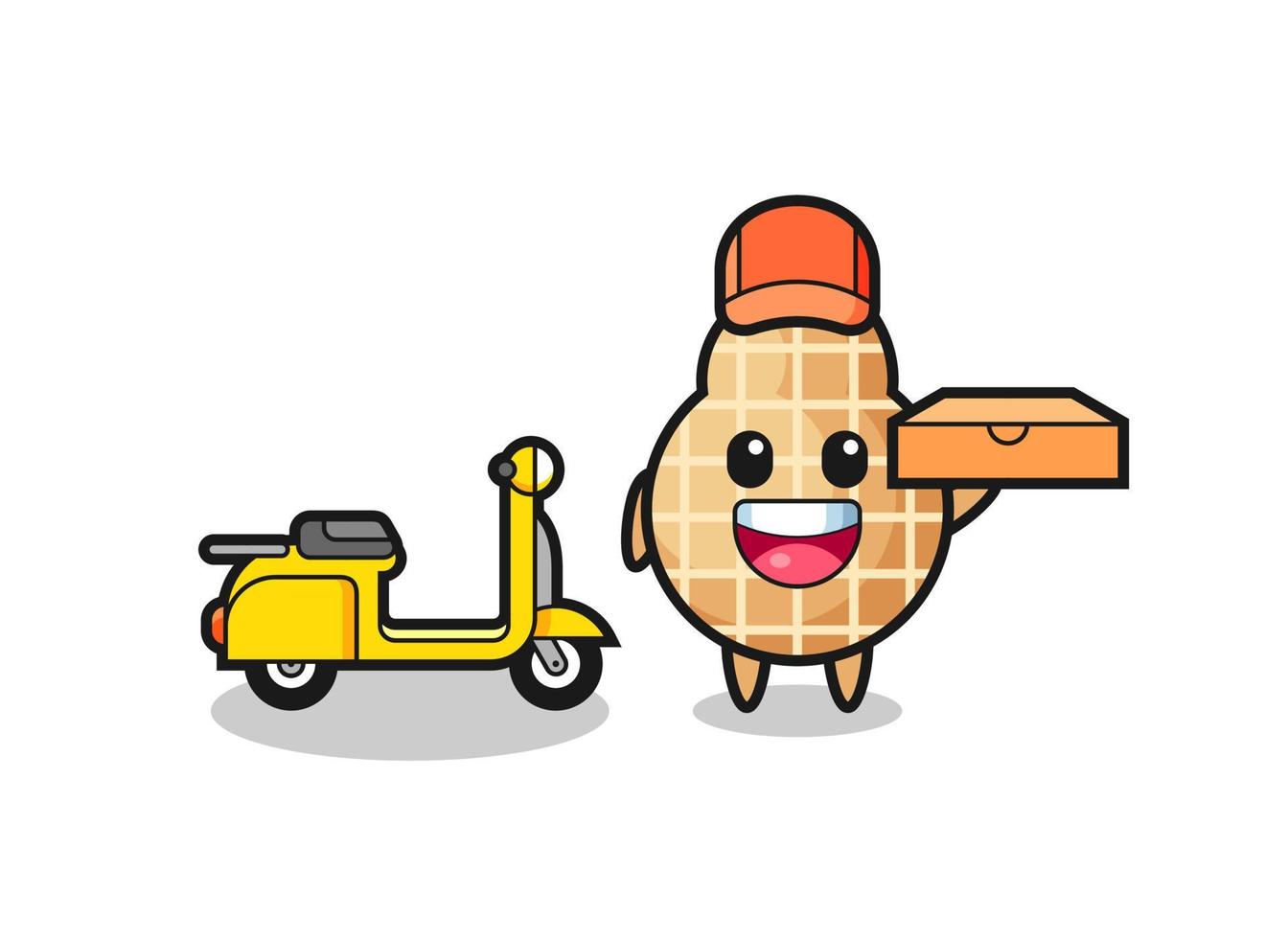 Character Illustration of peanut as a pizza deliveryman vector