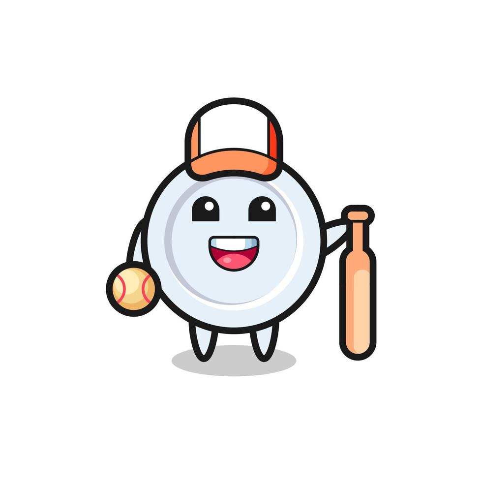 Cartoon character of plate as a baseball player vector