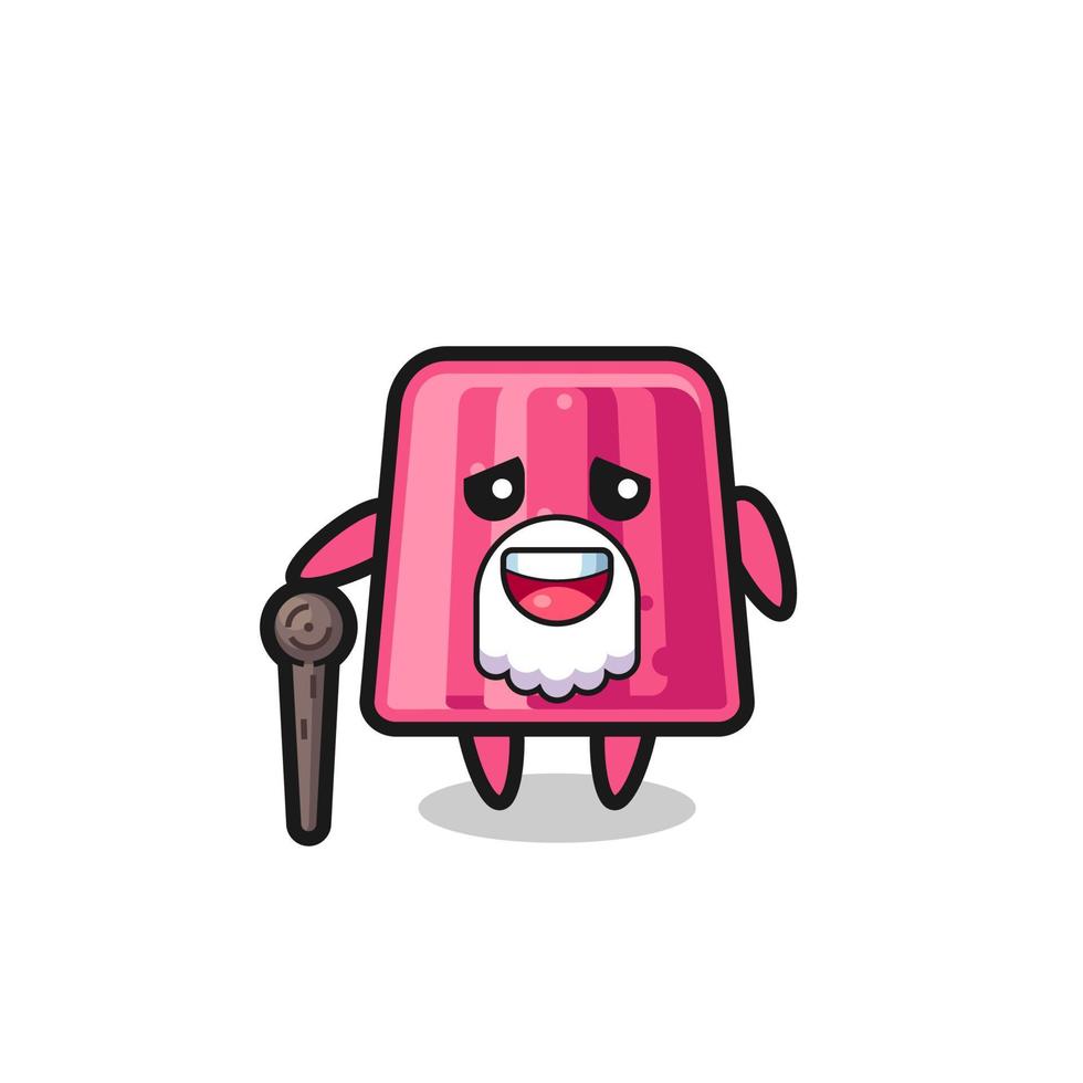 cute jelly grandpa is holding a stick vector