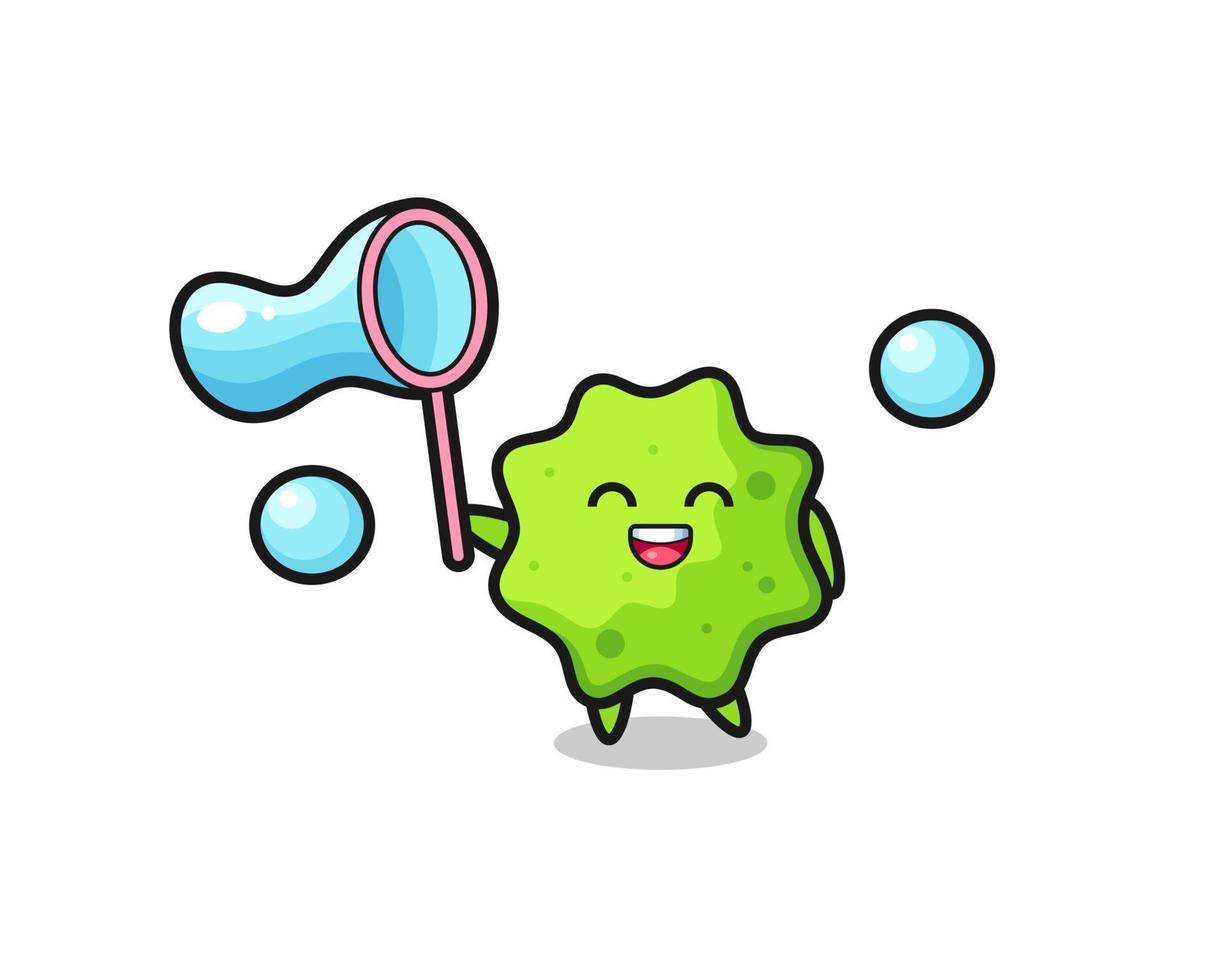 happy splat cartoon playing soap bubble vector