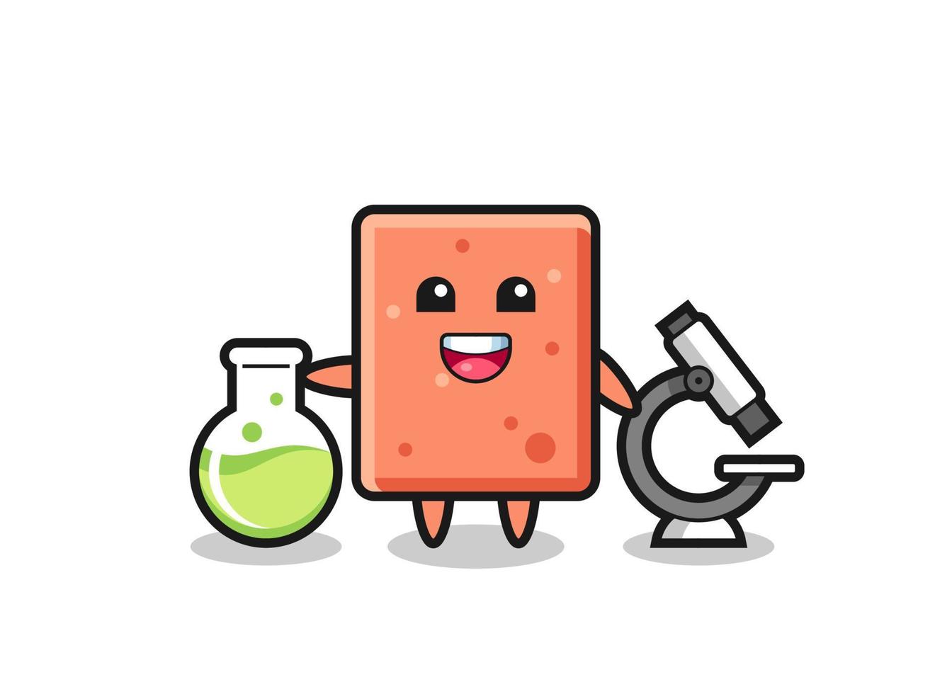 Mascot character of brick as a scientist vector