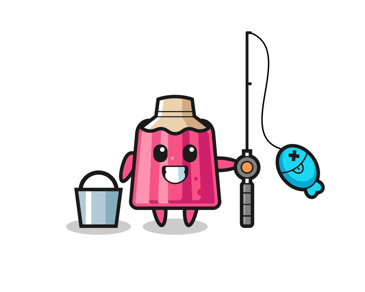 Mascot character of jelly as a fisherman vector