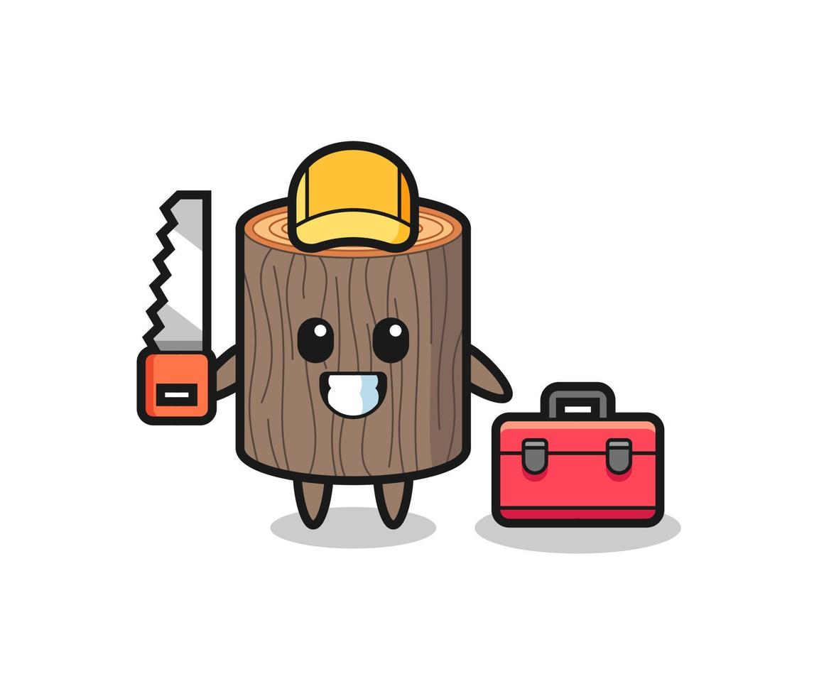 Illustration of tree stump character as a woodworker vector