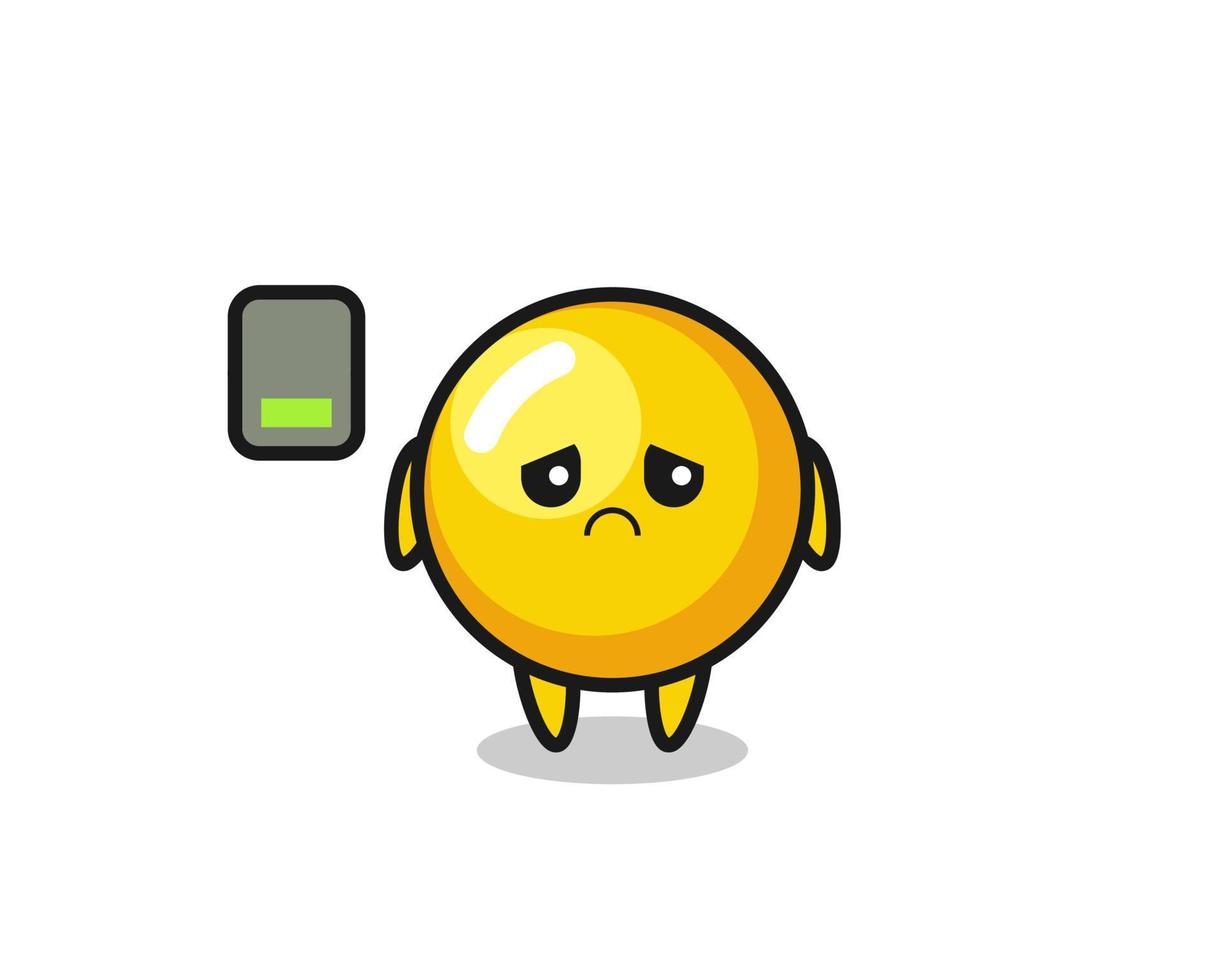 egg yolk mascot character doing a tired gesture vector