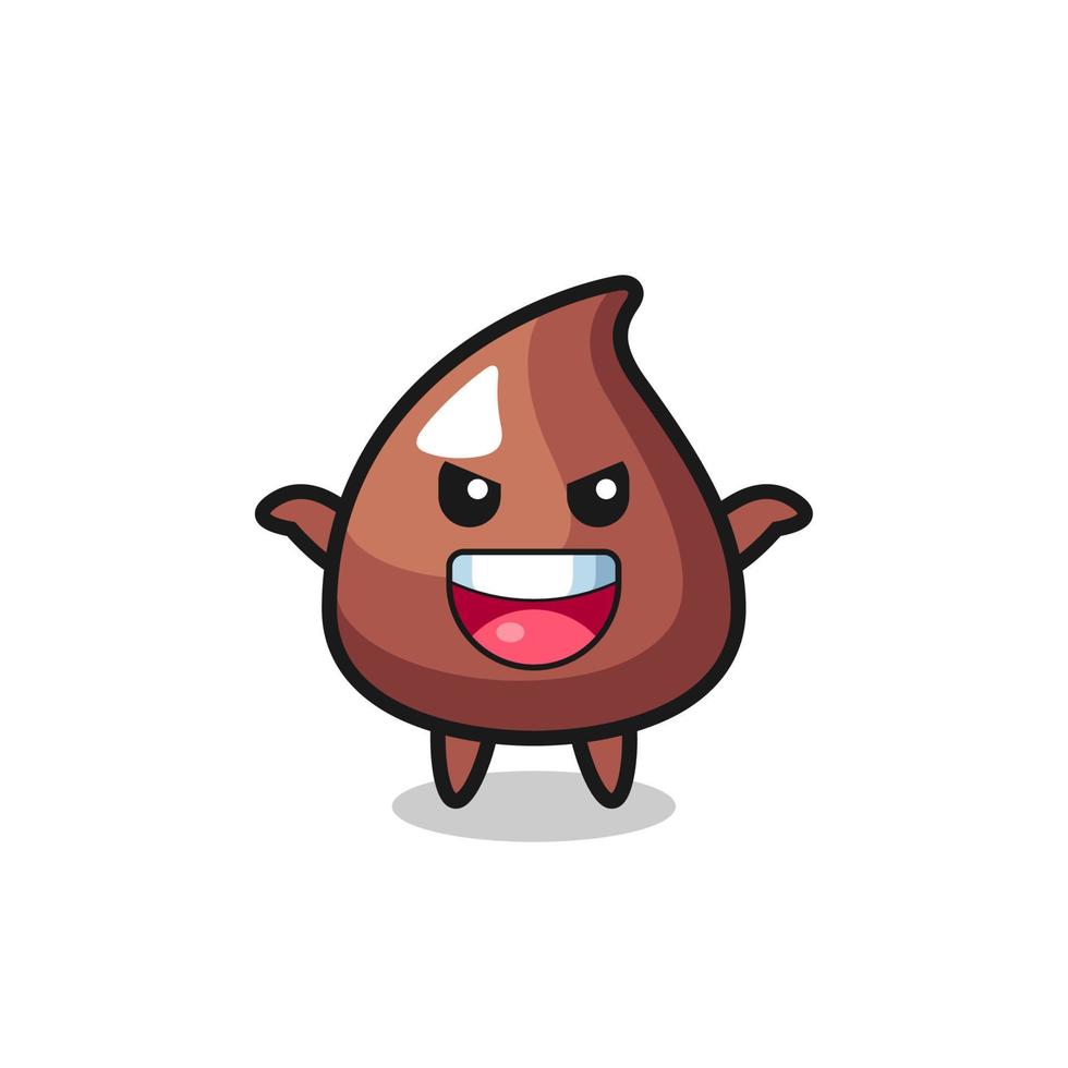 the illustration of cute choco chip doing scare gesture vector