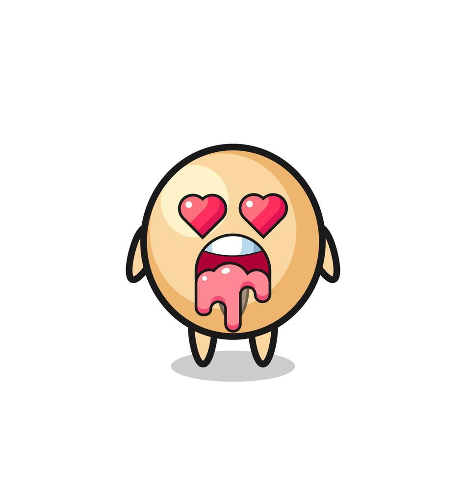 the falling in love expression of a cute soy bean with heart shaped eyes vector