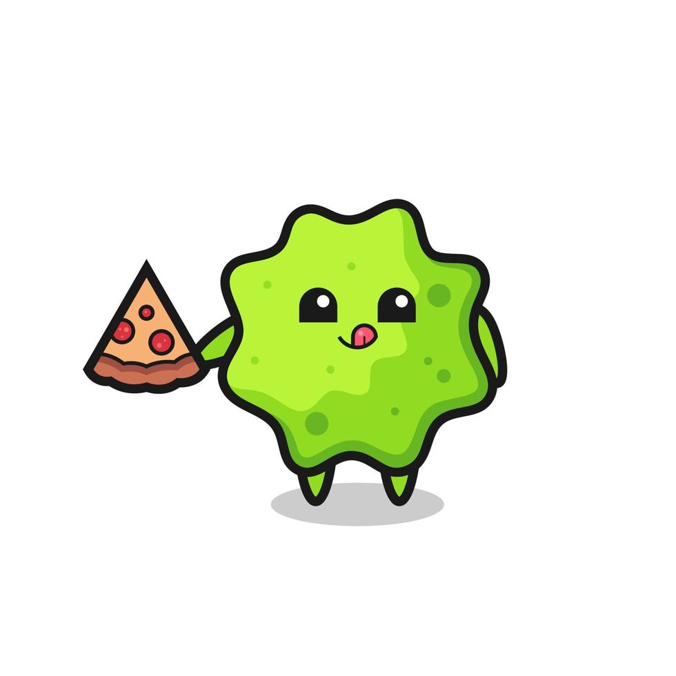 cute splat cartoon eating pizza vector