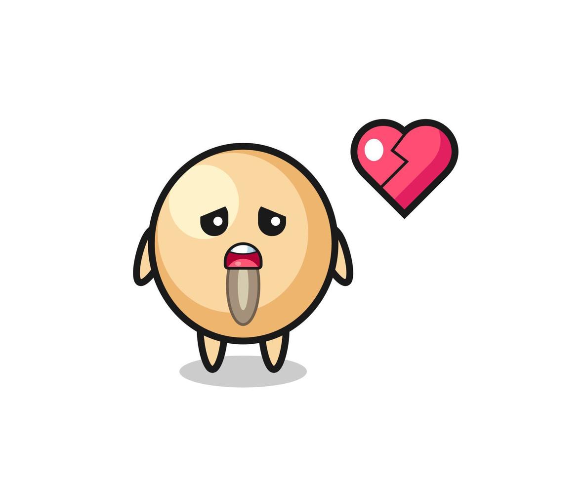 soy bean cartoon illustration is broken heart vector