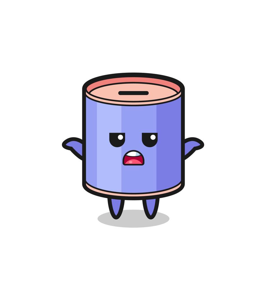 cylinder piggy bank mascot character saying I do not know vector