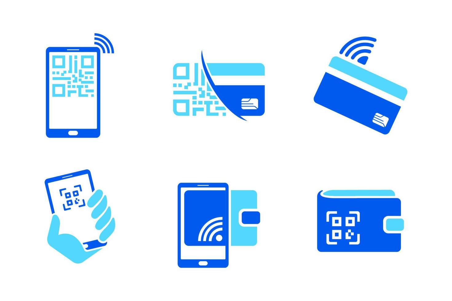QR Code and Tap Payment Logo Set vector