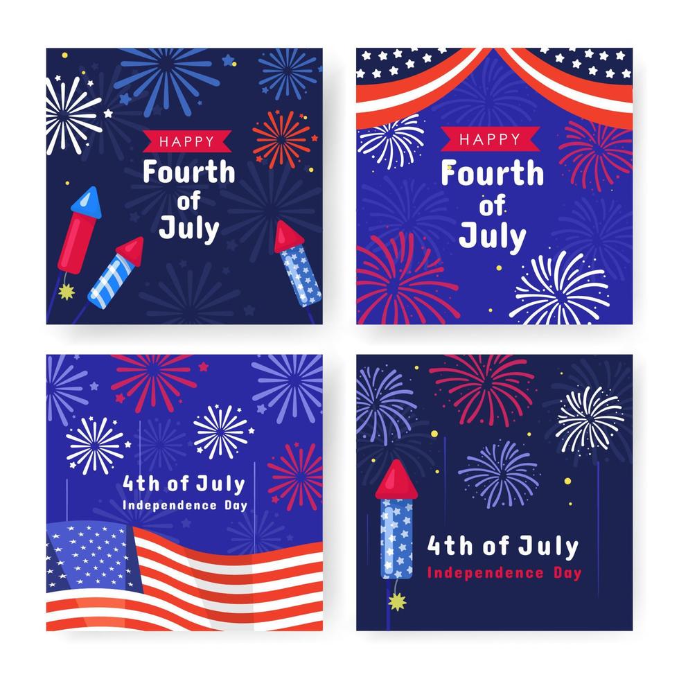 4th of July Fireworks Social Media Posts vector