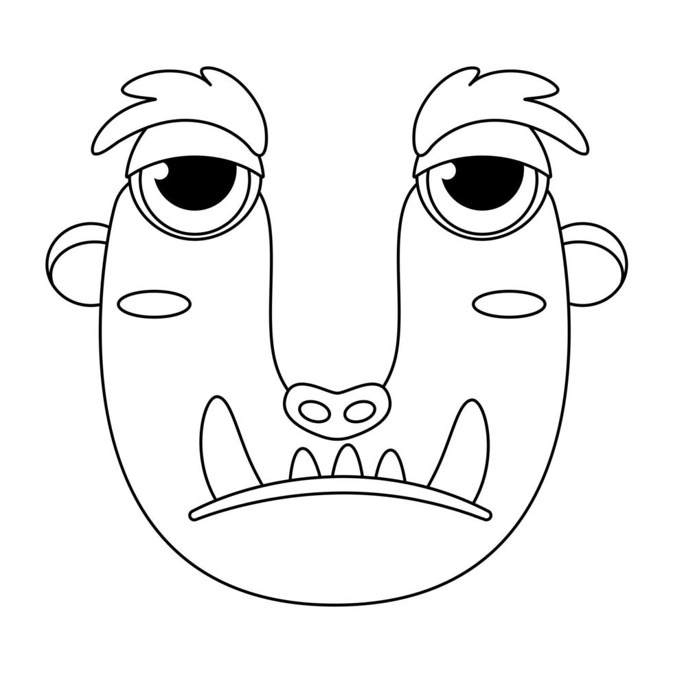 Monster alphabet coloring page book. Coloring page english alphabet for children with funny and sad monsters. Funny alphabet of cartoon characters vector font letters of comic monster creature faces