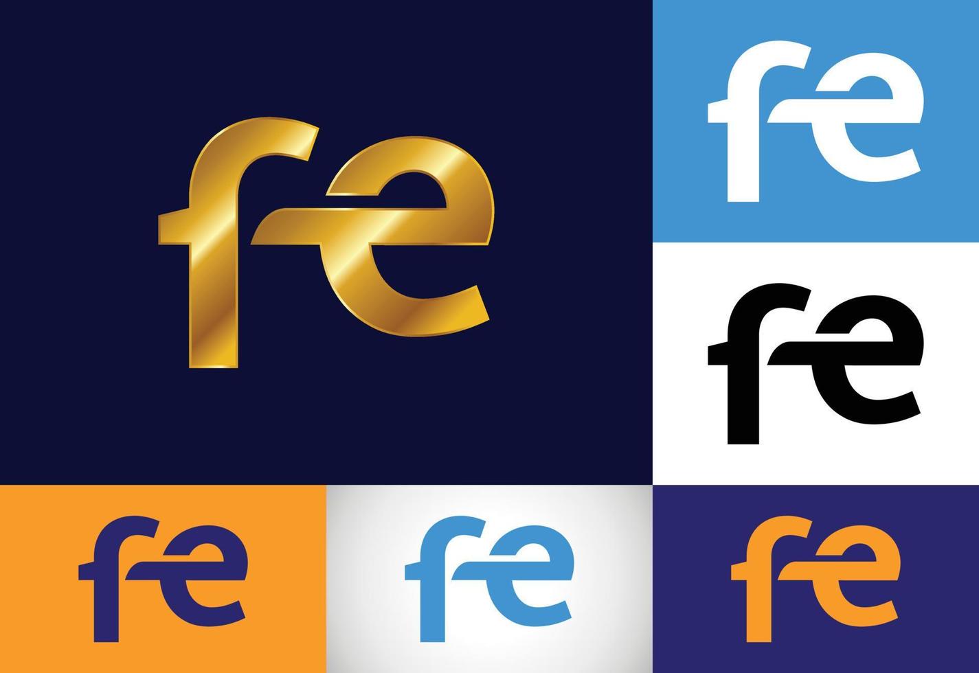 vector de diseño de logotipo de letra inicial fe. símbolo del alfabeto gráfico para la identidad empresarial corporativa