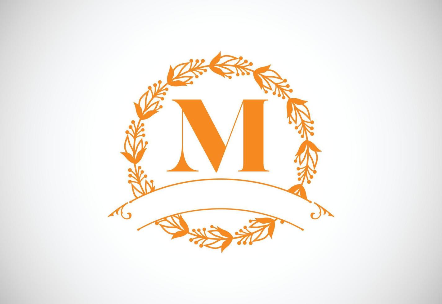 letra del monograma del alfabeto floral m. iniciales de monograma para invitaciones de boda, tarjetas de felicitación, logotipos, carteles y otros diseños vector
