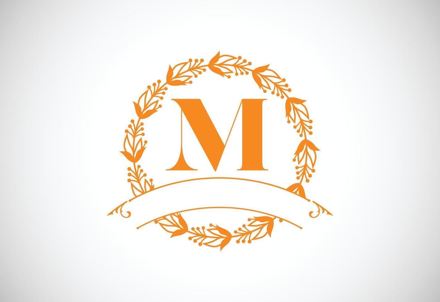 Floral Alphabet monogram letter M. Monogram initials for wedding invitations, greeting cards, logos, posters, and other design vector