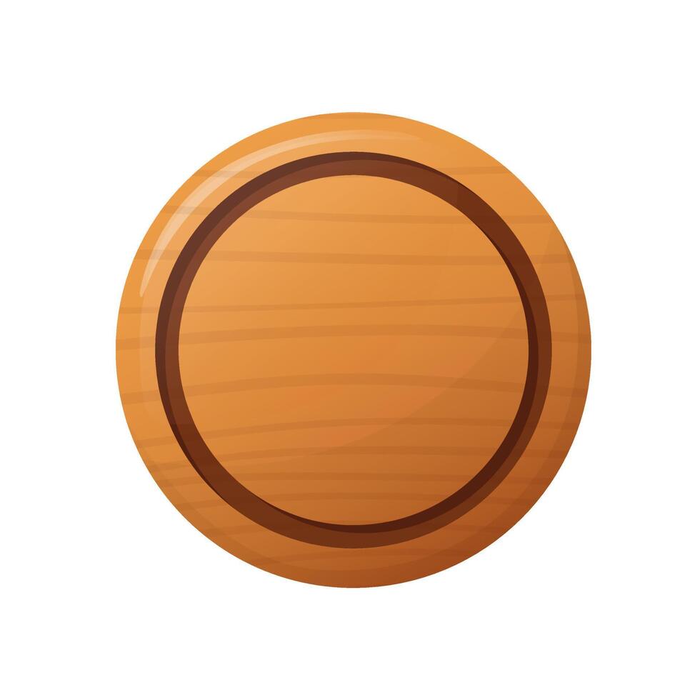 Wooden oval button for user interface design in game 7780214 Vector Art